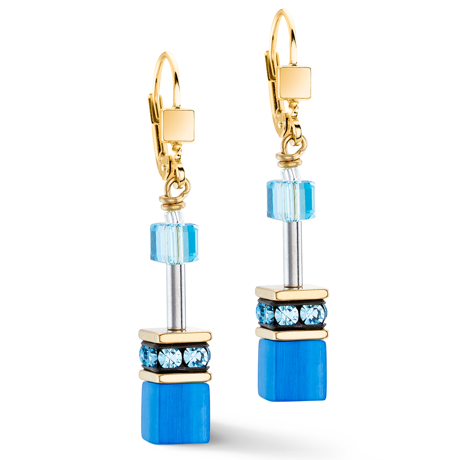 GeoCUBE® Iconic Mono Gold earrings turquoise