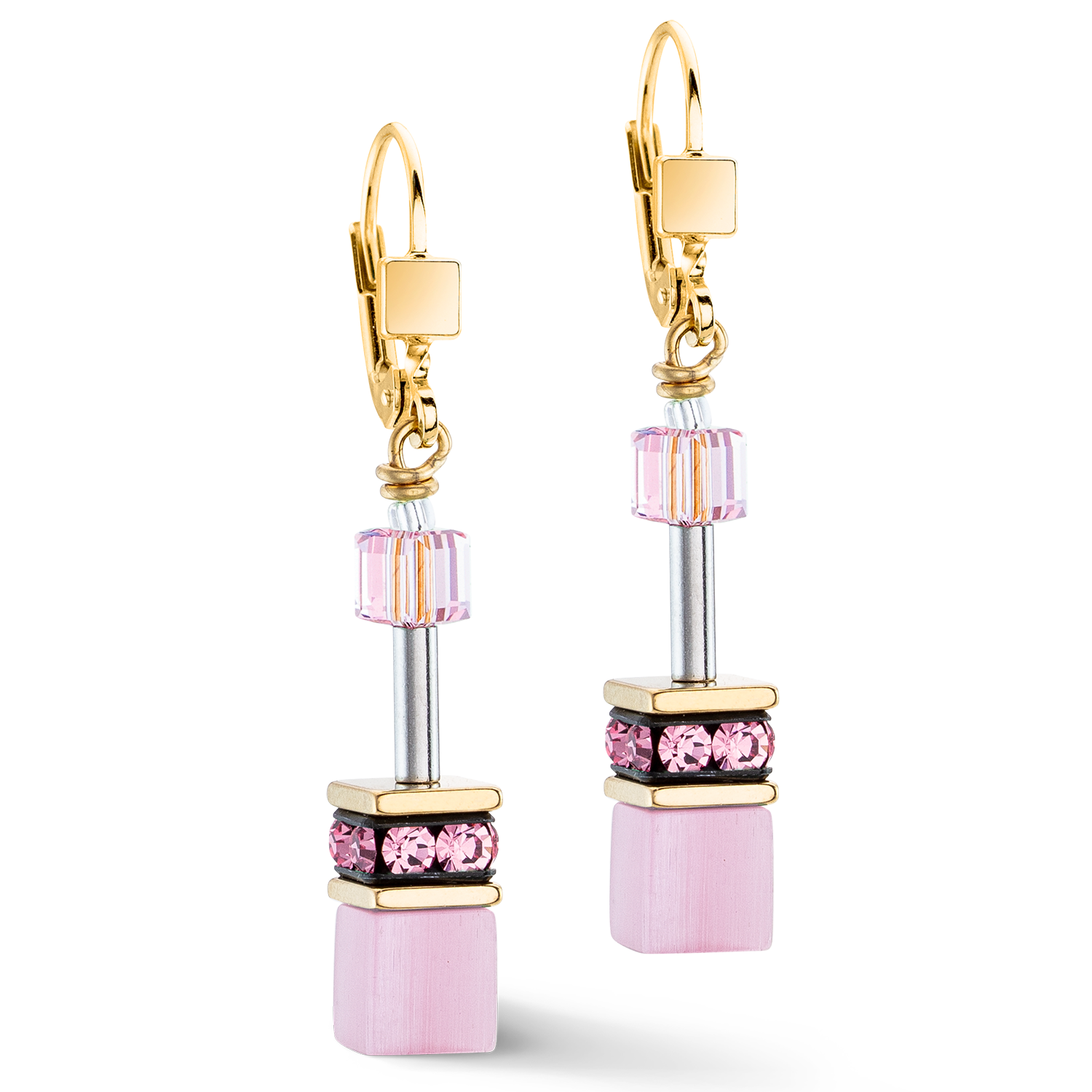 GeoCUBE® Iconic Mono Gold earrings pink