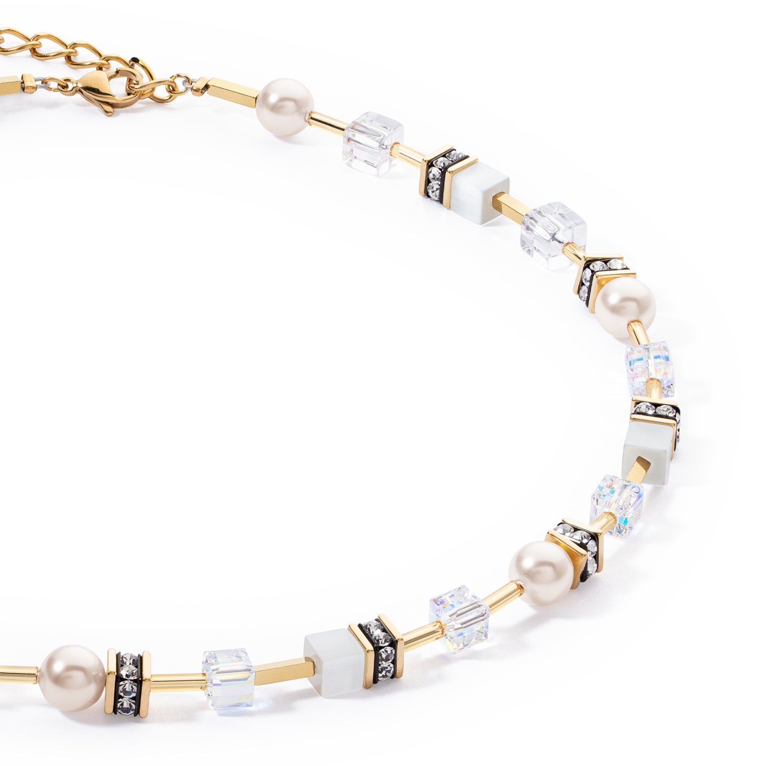 GeoCUBE® Iconic Pearl Mix necklace gold-white