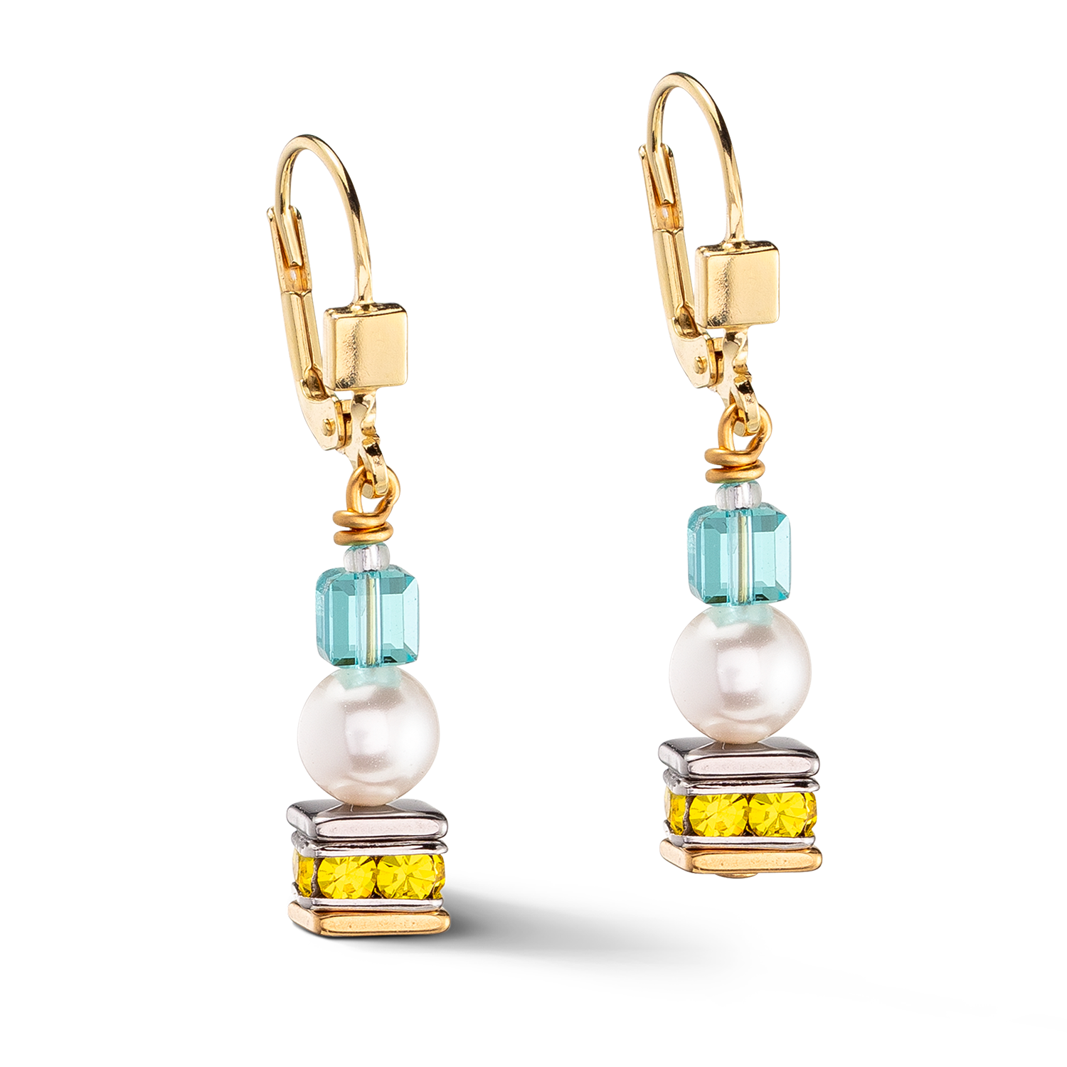 Joyful Cubes & Pearls earrings multicolour