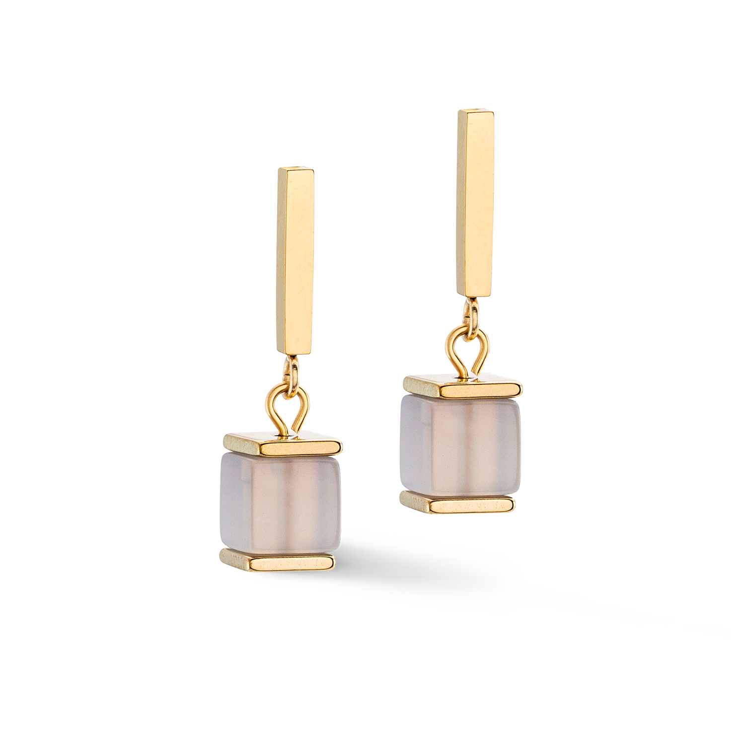 Earrings Precious Statement Cubes grey-peach