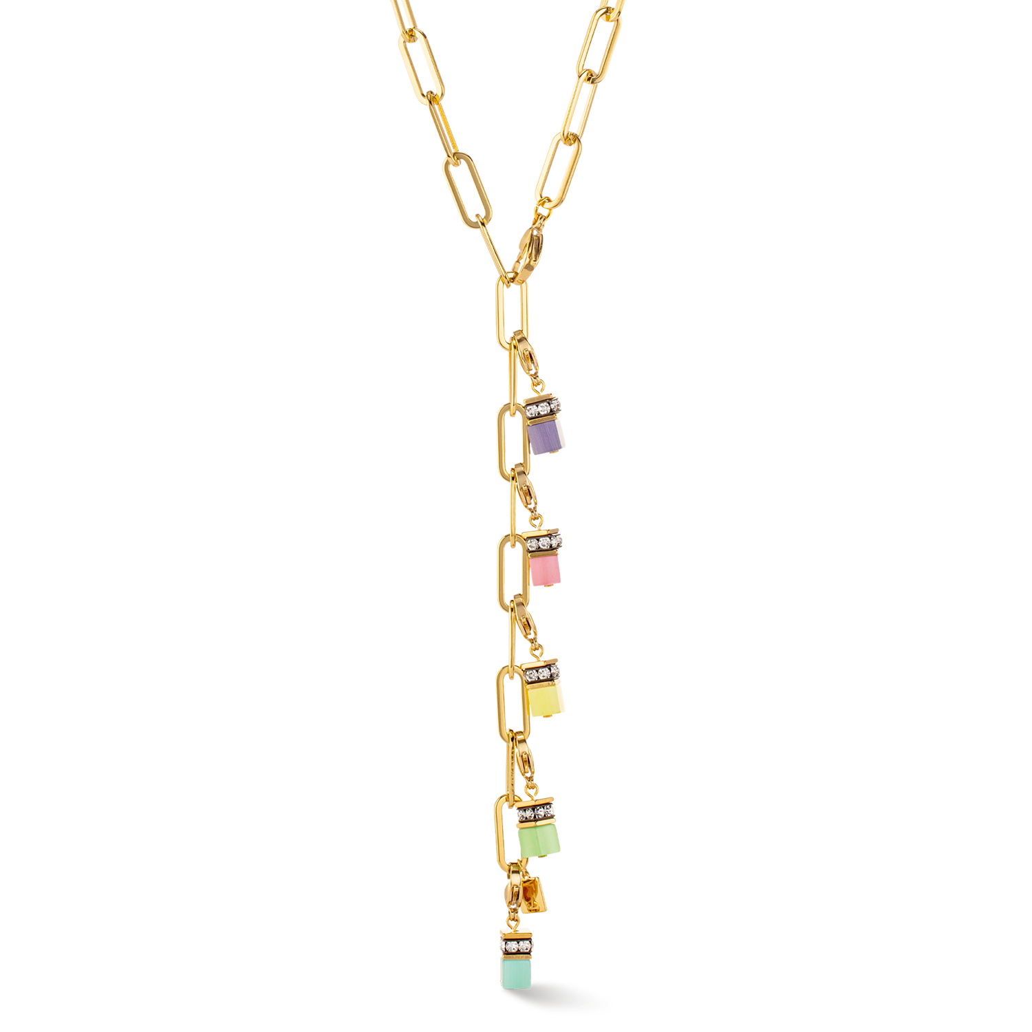 Happy Iconic Cube charm necklace gold pastel