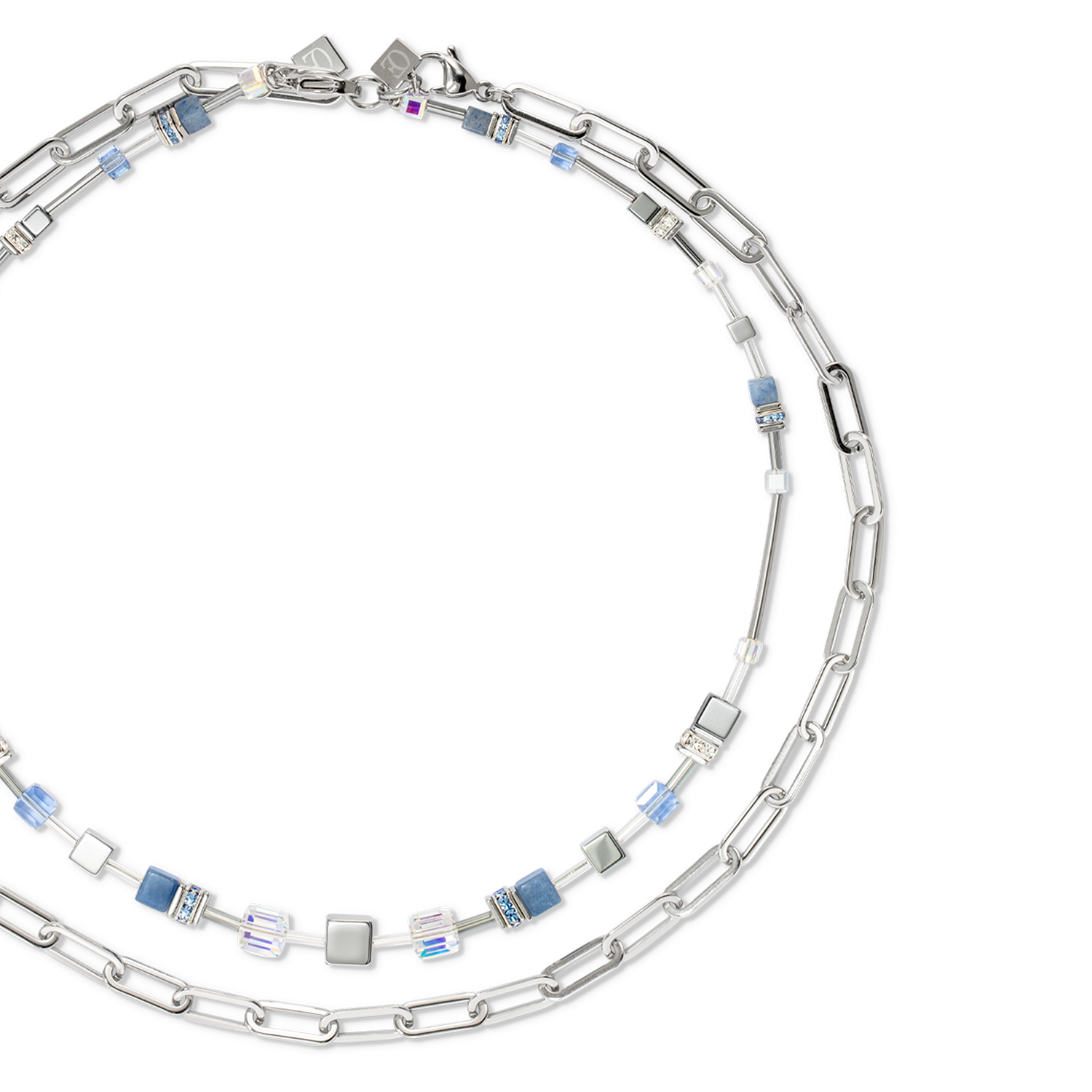 GeoCUBE® Fusion Chain necklace silver blue