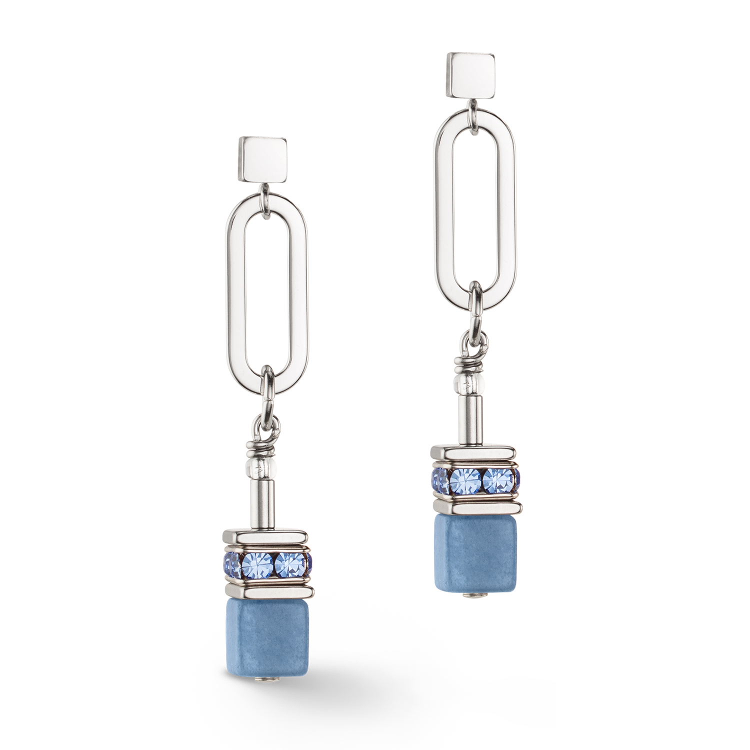 GeoCUBE® Fusion Chain earrings silver blue