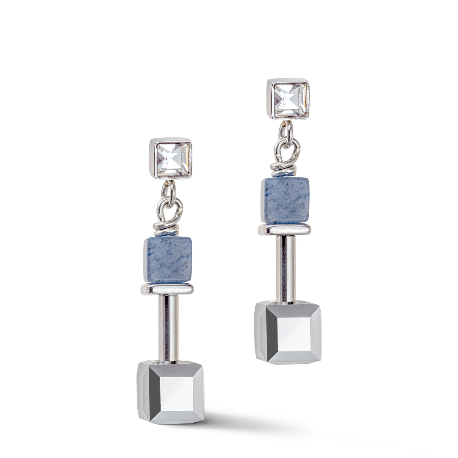 GeoCUBE® Precious & Slider Closure earrings silver-blue