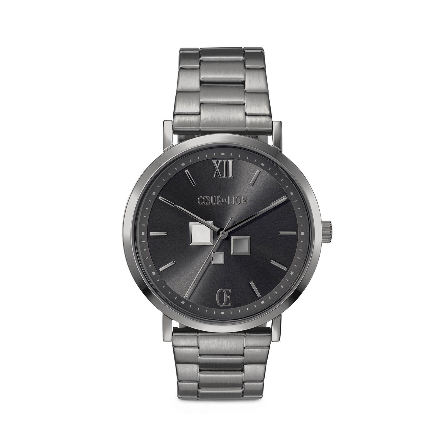 Watch Round Statement Unisex Anthracite Sunray Stainless Steel Light Gun Metal